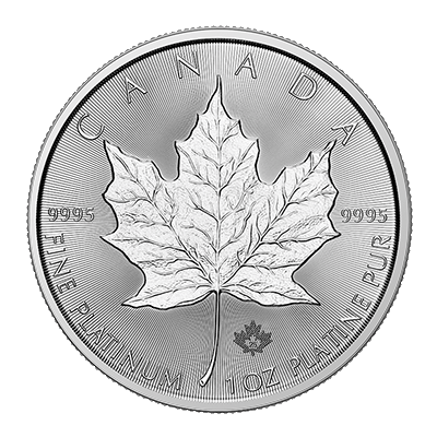 A picture of a 1 oz Platinum Maple Leaf Coin (2024)